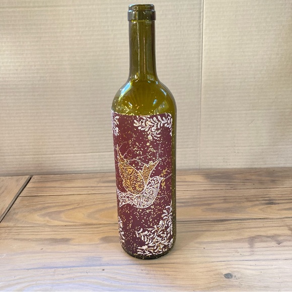 Lovely DOVE Bird Lit Up Cork Green Wine Bottle Festive Winter Holiday 12 “ Tall - Picture 5 of 10